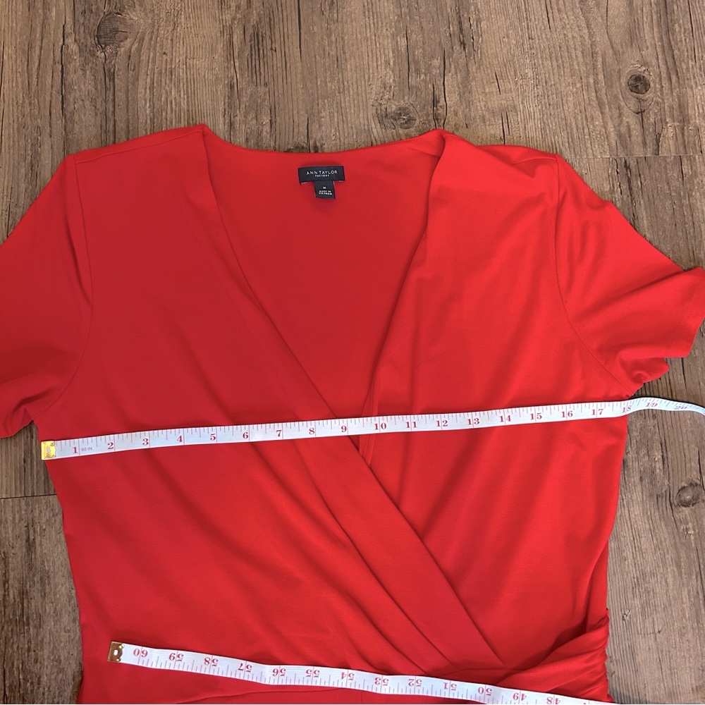 Ann Taylor Red Wrap Top Wide Leg Jumpsuit Romper - Picture 9 of 10